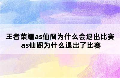 王者荣耀as仙阁为什么会退出比赛 as仙阁为什么退出了比赛